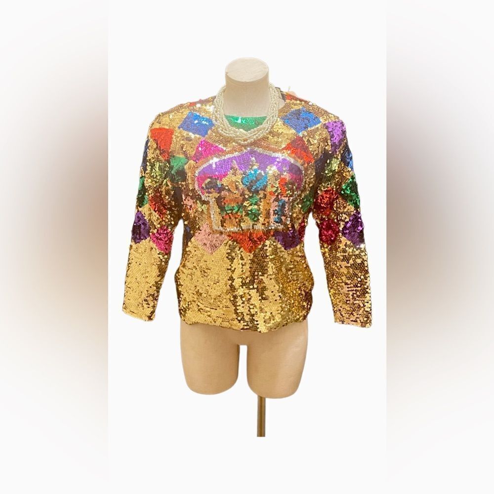 Sparkle & Shine: Colorful Vintage Silk Sequin Blouse